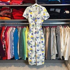 ASOS Floral Jumpsuit with Blue and Yellow Flowers size 2 NWOT